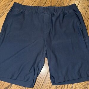 Greg Norman Men's Navy Pull On Elastic Waist Golf Shorts 9" Large Drawstring